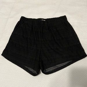 Ya LA, Lace overlay black shorts with stretch waistband, front pockets, VGUC